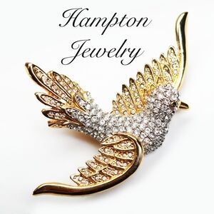 GORGEOUS VINTAGE 1980s AUDUBON CRYSTAL BROOCH